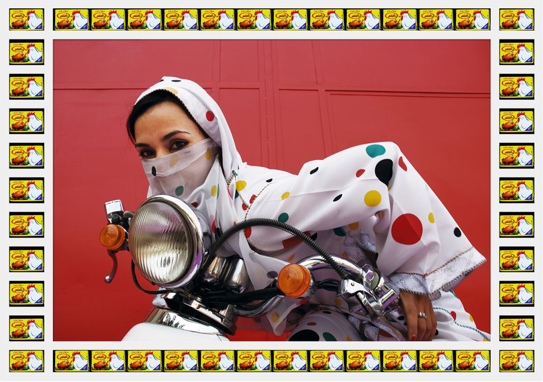 And that vibe includes plenty of independent women. Marrakech motorcycle culture welcomes everyone and society does not look down on female riders. "Journalists often ask, 'What do you think of women being covered up?'" Hajjaj says. "I find that silly. It's traditional clothing. It's not like anyone is holding a staff over them."