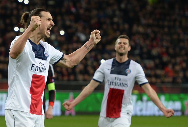 Zlatan Ibrahimovic continued his fine form this season with two more goals as Paris Saint-Germain brushed aside Bayer Leverkusen 4-0 in Germany to put one foot in the quarterfinals.