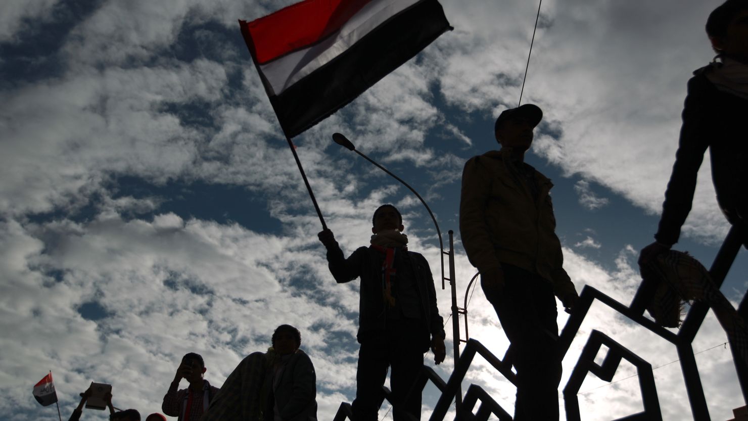 Anti-government protesters mark the third uprising anniversary in Sanaa on February 11, 2014.
