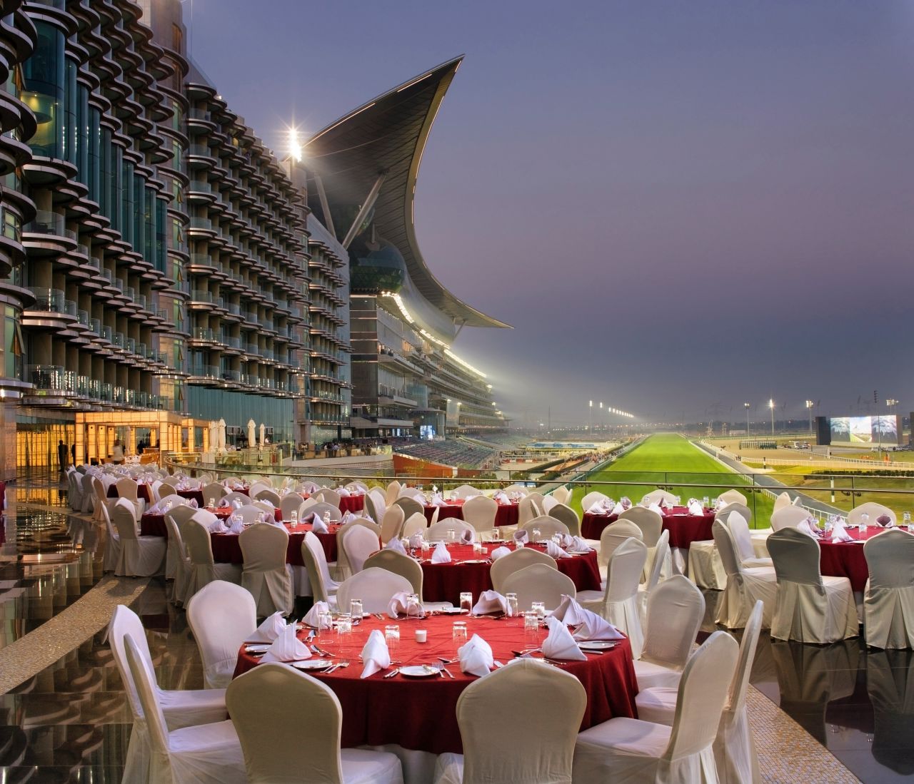 Fittingly for a course that stages such a prestigious event, and cost a reported $1 billion to build, trackside dining at the Meydan can take place in a variety of spectacular settings. 