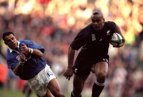 During the mid-1990s and early 2000s, Lomu terrorized opposition defenses, leaving players dazed and confused. Here, France flyhalf Christophe Lamaison is brushed aside during a compelling World Cup semifinal match at Twickenham, England in 1999.