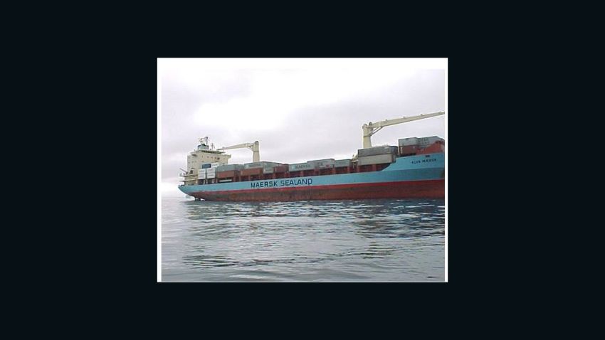 The Maersk Alabama, shown here in a file photo, was attacked and apparently hijacked by pirates off the coast of Somalia Wednesday, April 8. The cargo ship, formerly known as the Alva Maersk, was carrying 20 American crew members, according to the company that owns the vessel.