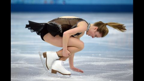 Ashley Wagner of the United States performs her short program during the figure skating competition.