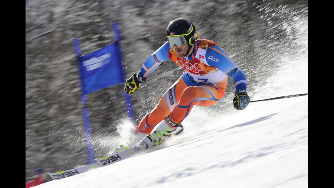 Norway's Kjetil Jansrud competes in the men's giant slalom on February 19.