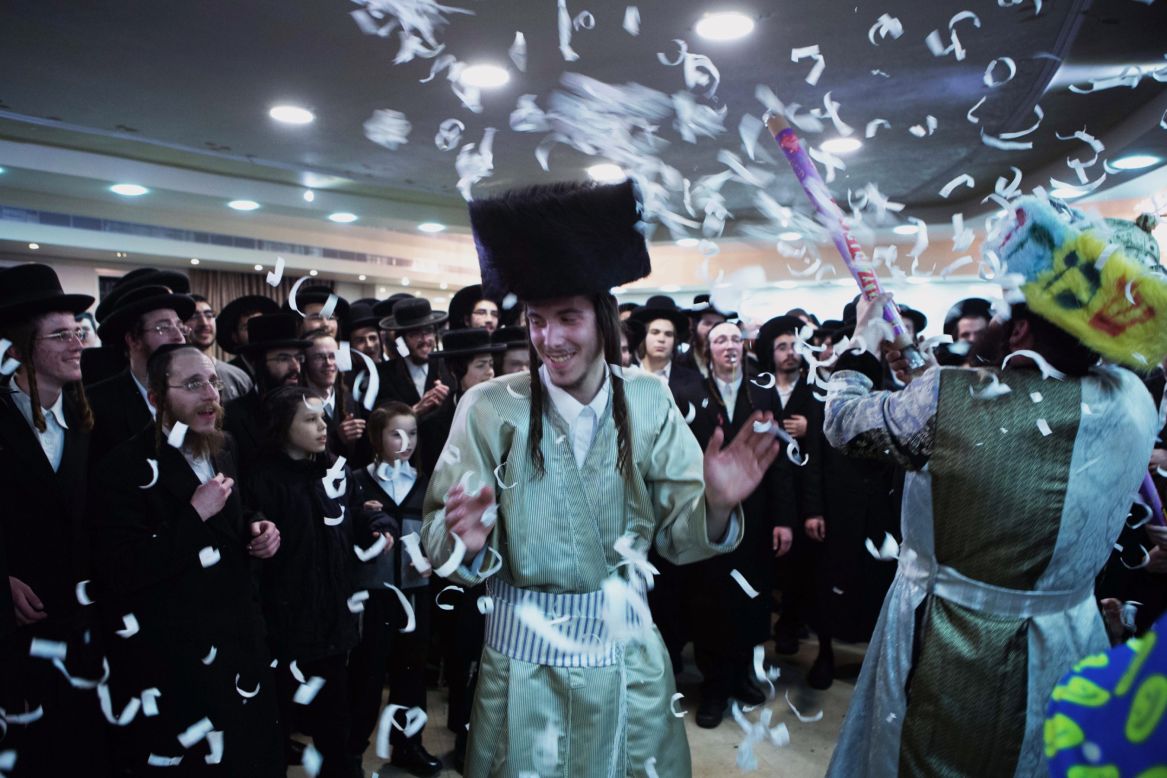 FEBRUARY 19 - JERUSALEM, ISRAEL: Ultra-Orthodox Jewish groom Aharon Krois celebrates his wedding with Rivka Hannah Hofman (not pictured) during the Mitzvah Tantz on February 18. During the ritual the bride will dance with members of the community, family and with her groom at the end of the wedding ceremony.