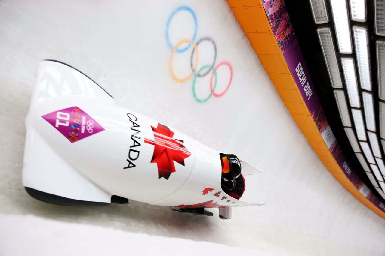 Canada claimed gold in the women's bobsleigh when Kaillie Humphries and Heather Moyse triumphed ahead of Americans Elana Myers and Lauryn Williams -- the latter of whom was seeking to add to her Summer Games sprint relay title.