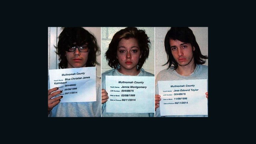Blue James, Jenna Montgomery and Jess Taylor have been charged in an alleged attack on a classmate.