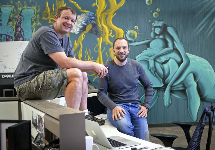 A number of entrepreneurs have parlayed tiny tech startups into millions, or even billions. The latest to hit the jackpot: WhatsApp founders Brian Acton, left, and Jan Koum, who sold their mobile messaging service to Facebook for $19 billion in cash and stock.