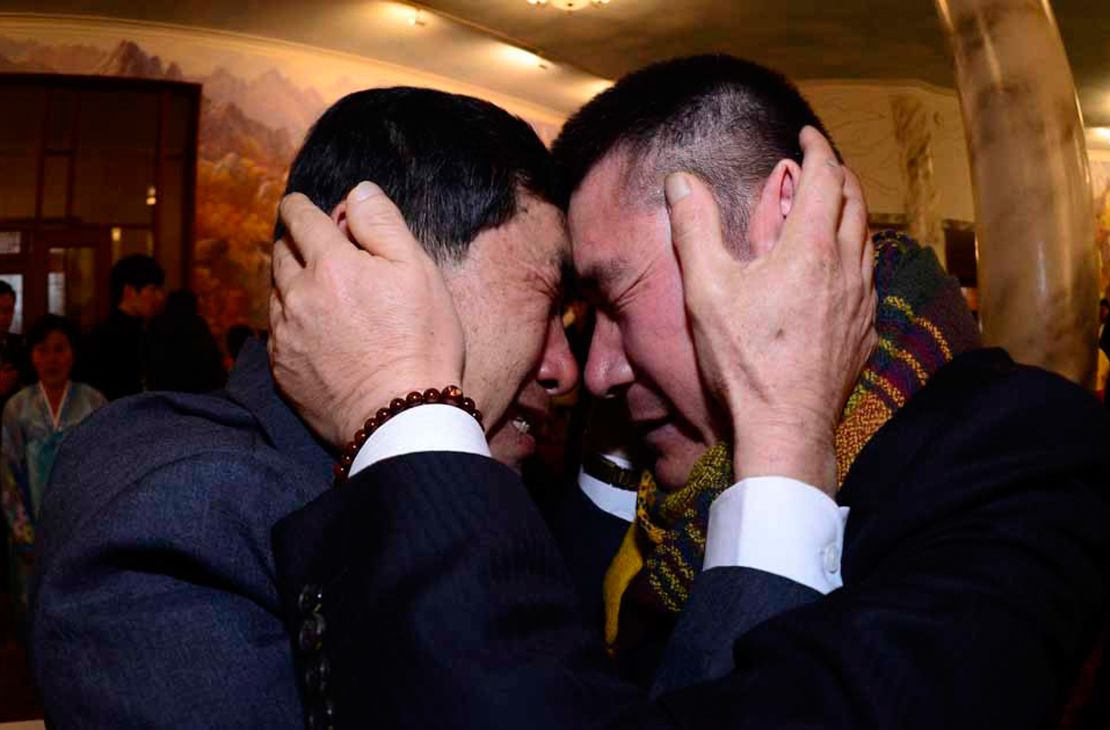Two brothers meet after being separated for 60 years at a 2014 family reunion in Mount Kumgang, North Korea.