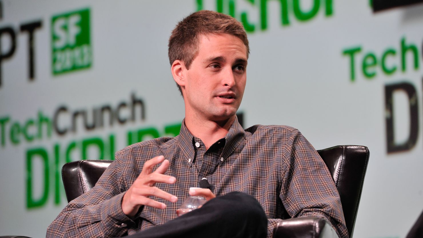Snapchat CEO Evan Spiegel speaks at the TechCruch Disrupt SF 2013 conference in September in San Francisco. 