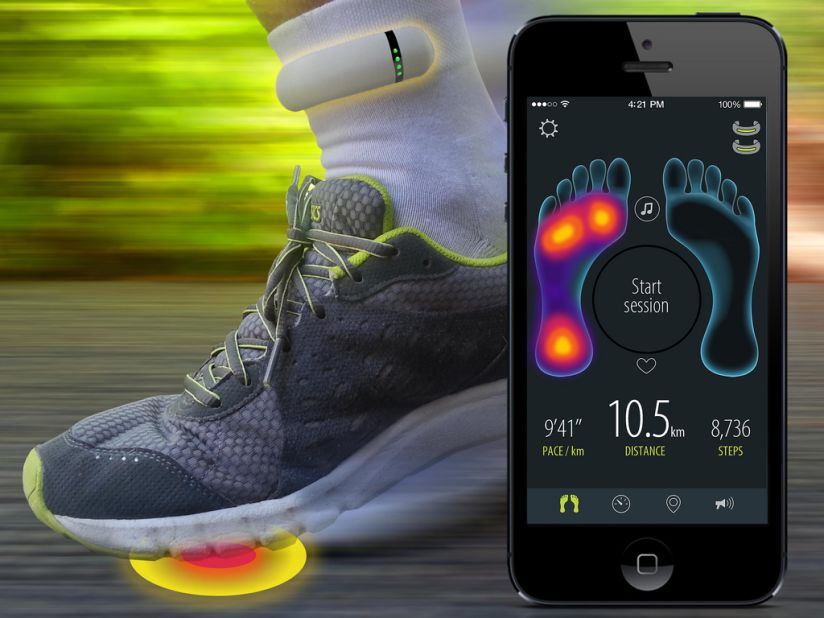 Sensoria Fitness Socks have sensors to track activity and fitness goals. The sensors gather data on heart rate, force and pressure. 