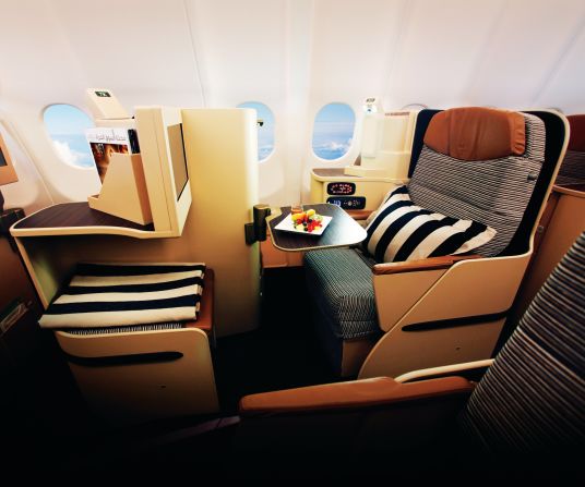 <strong>5. Etihad Airways. </strong>Etihad's Pearl business-class cabin features 6-foot-1-inch flat beds with privacy shells and direct aisle access from every seat; food and beverage managers for each passenger; and thoughtful touches like mood lighting to help ease jet lag. 