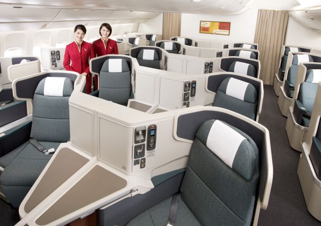 <strong>8. Cathay Pacific. </strong>This Hong Kong carrier still stands tall when it comes to providing passenger comfort, with one of the world's widest business-class seats at 32 inches and a side storage compartment that doubles as extra knee space for those who prefer sleeping on their side.