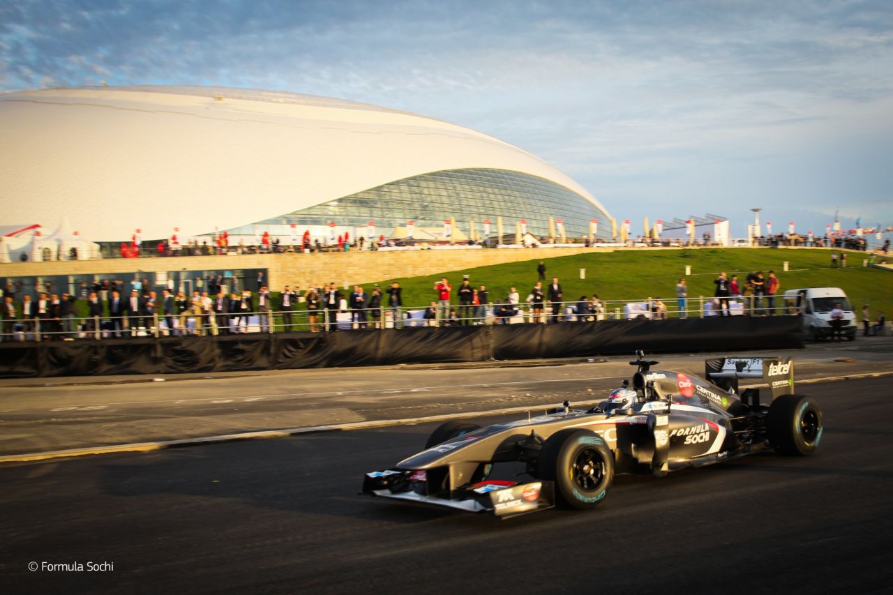 Cars will reach a top speed of 199 mph between the first and second turns over a distance of 650 meters. The cars will then sweep past the Fisht Stadium and the Bolshoy Ice Dome (pictured) with an average lap speed of 134 mph.