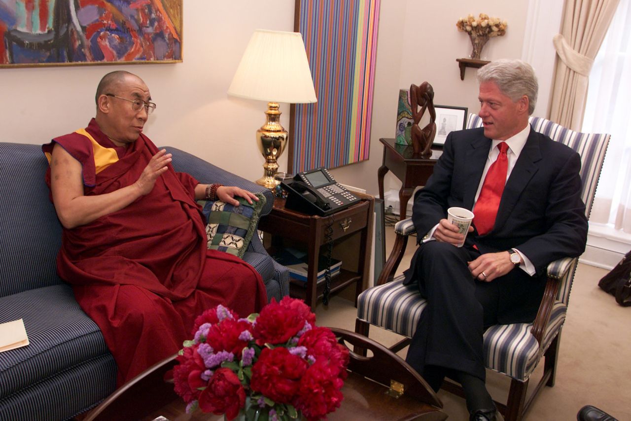 President Bill Clinton meets with the Dalai Lama at the White House in June 2000.