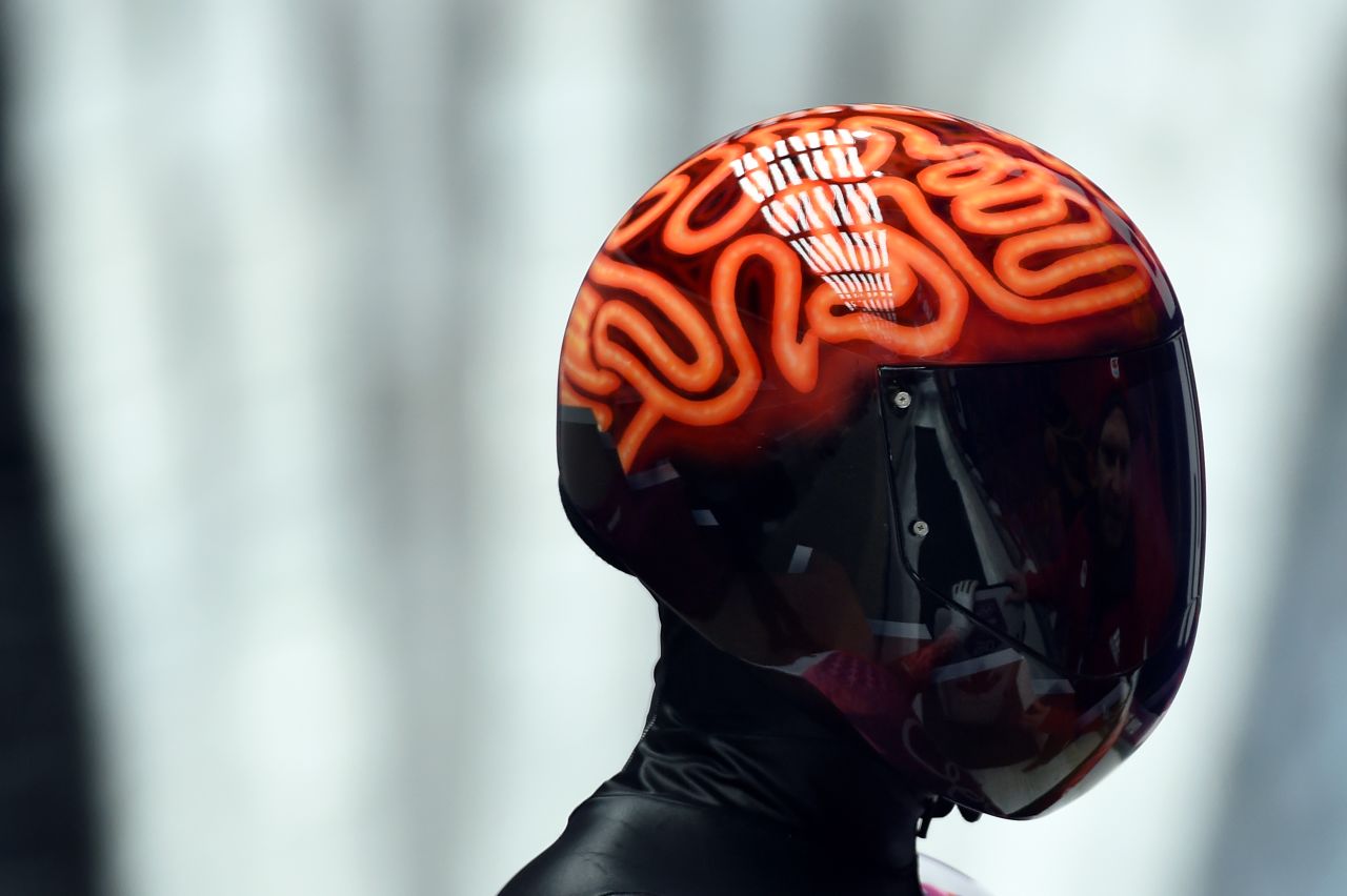Not sure if it's because his name's anagram is "Fair Brain" or if it's a fashion statement, but Canadian skeleton racer John Fairbairn's helmet was one of the coolest pieces of headgear at the Sochi Games. 