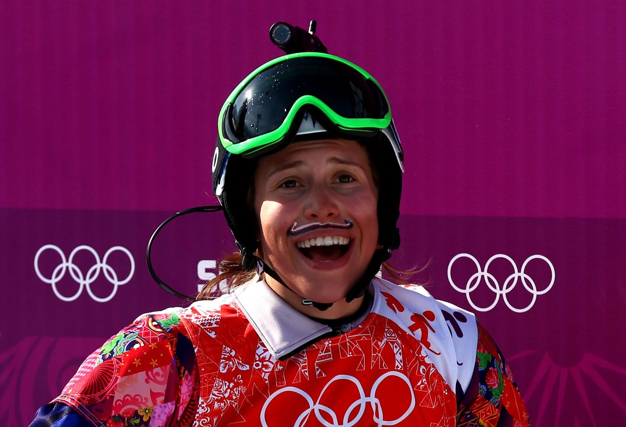 The athletes also helped -- snowboard cross winner Eva Samkova provided insight into her sport by wearing a camera on her helmet. The painted mustache apparently brings her good luck  -- well, it certainly worked this time.
