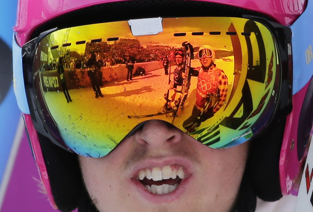 Can you spot the photographer? Sweden's John Eklund might not have made it onto the podium, but his reflective goggles caught some attention in the Rosa Khutor Extreme Park.