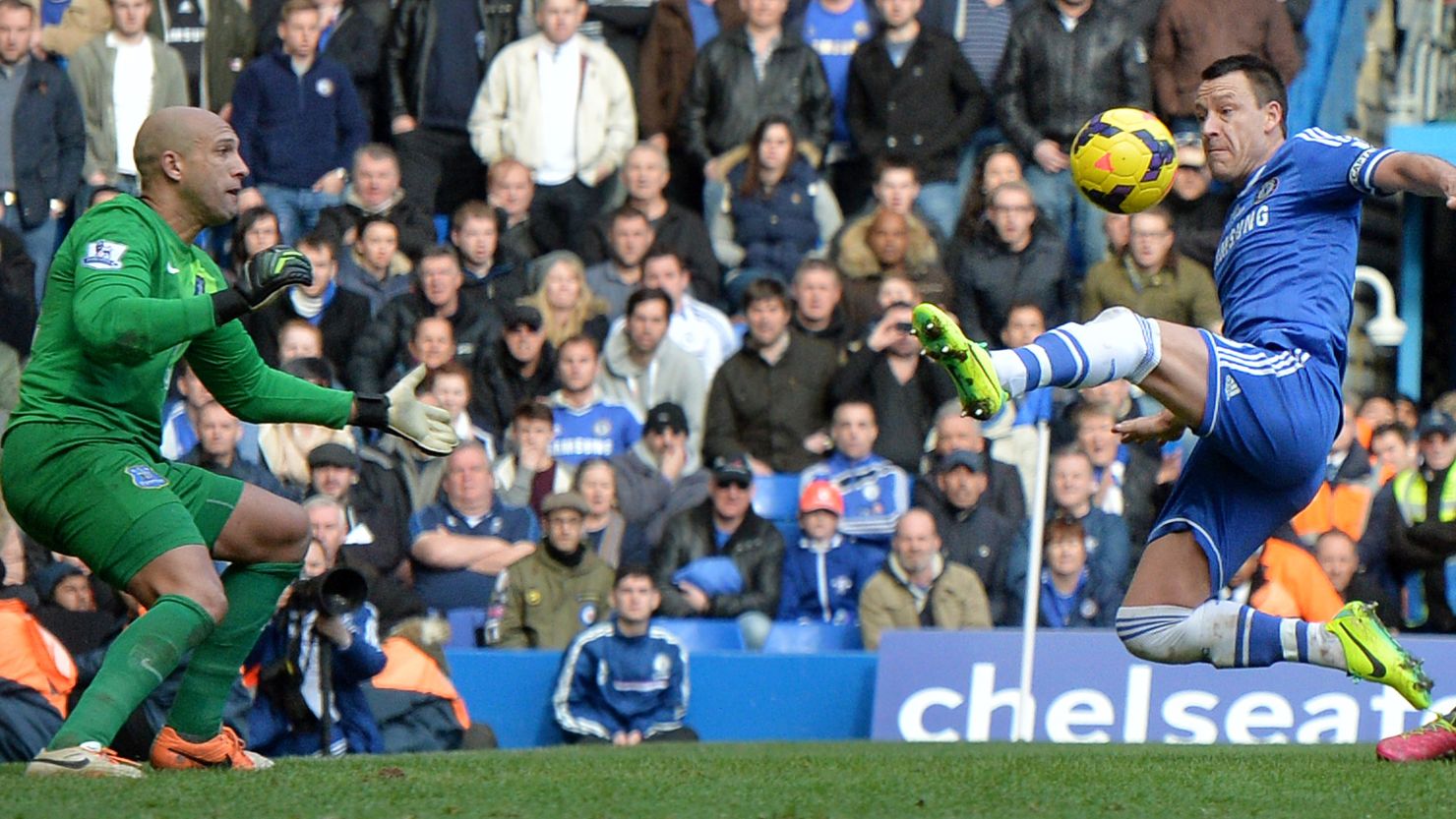 John Terry, right, netted past Tim Howard as Chelsea beat Everton 1-0 in the Premier League.  