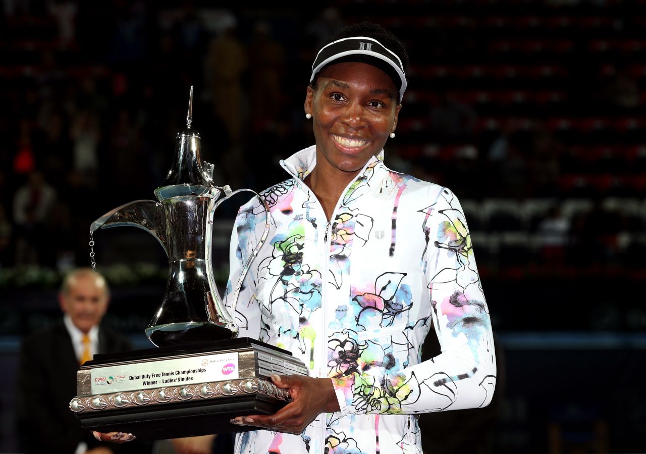 Venus Williams won in Dubai last month to end a trophy drought which stretched back to 2012. The 33-year-old, who will compete at this week's Miami Open, has won 45 WTA titles.