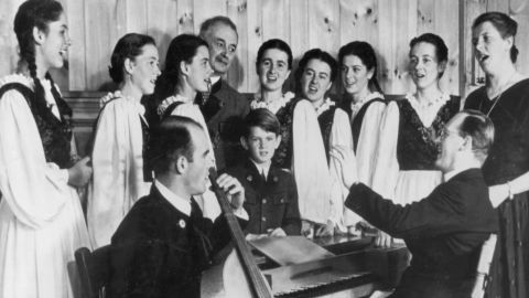 The Trapp Family Singers rehearse in 1946. Maria von Trapp, who died Tuesday, is third from left.