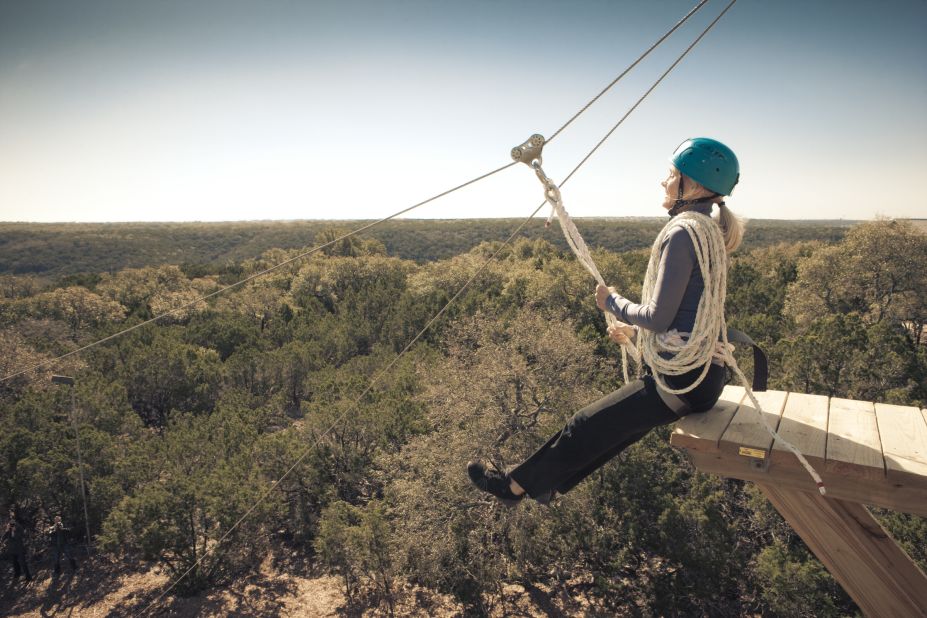 Travaasa in Austin, Texas, offers scenic zip-line views over the Balcones Canyonlands Preserve.