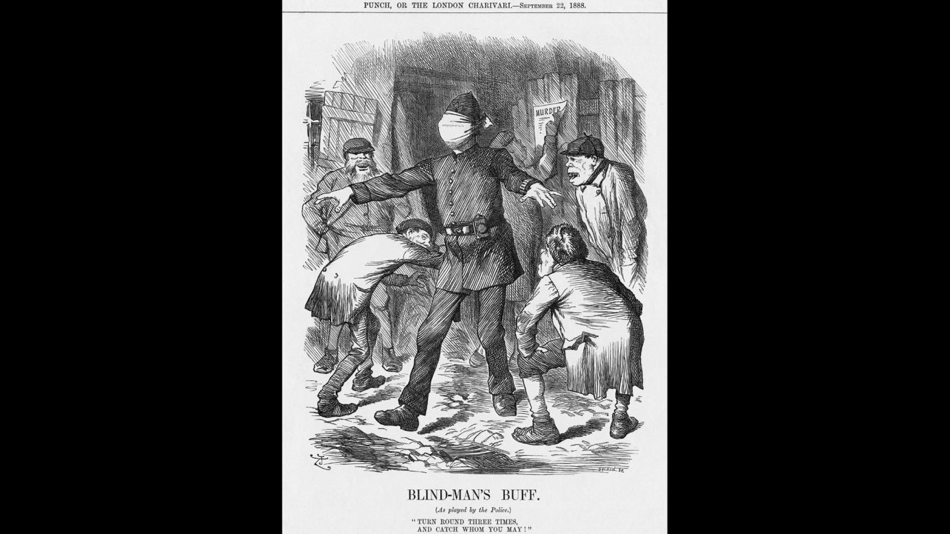 In "Blind-Man's Buff" Tenniel depicts the inability of the police to capture criminals.  1888 was the year of Jack the Ripper and police inability to catch him led to unflattering coverage in the press. 