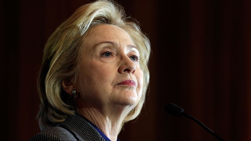 WASHINGTON, DC - DECEMBER 06:  Former U.S. Secretary of State Hillary Clinton delivers remarks after being presented the 2013 Tom Lantos Human Rights Prize December 6, 2013 in Washington, DC. Clinton received the award for her work in the areas of women's rights and internet freedom.  (Photo by Win McNamee/Getty Images)