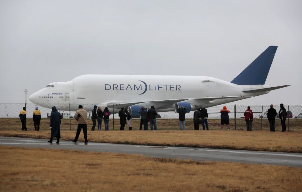 The Boeing Dreamlifter is a modified 747-400 passenger airplane that can haul more cargo by volume than any other jet in the world. Boeing has a fleet of four Dreamlifters, which it primarily uses to transport the large composite structures of the 787 Dreamliner from partners around the world to Everett, Washington for final assembly. 
