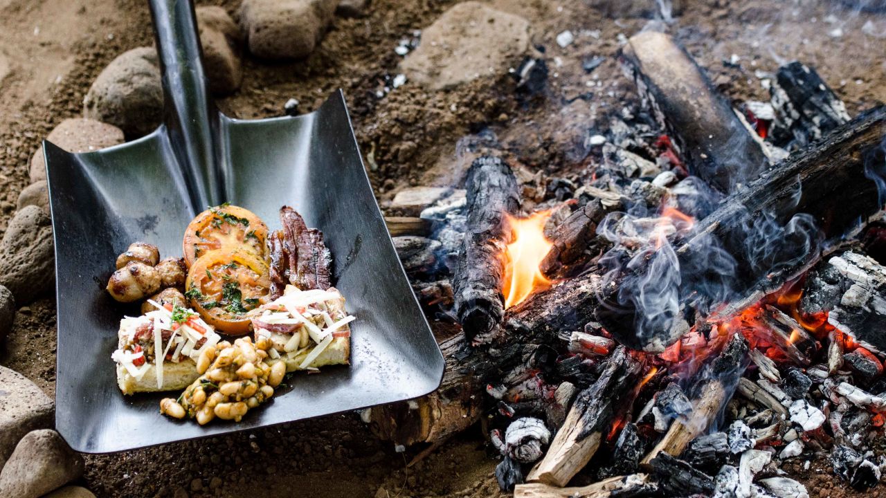 Braai TV challenge: cook and serve a meal on a shovel.