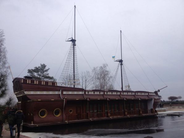 A CNN crew toured the grounds on Sunday, February 23 and took these images around the residence. Here, a galleon-style ship that was used for parties is docked at a marina near the house.