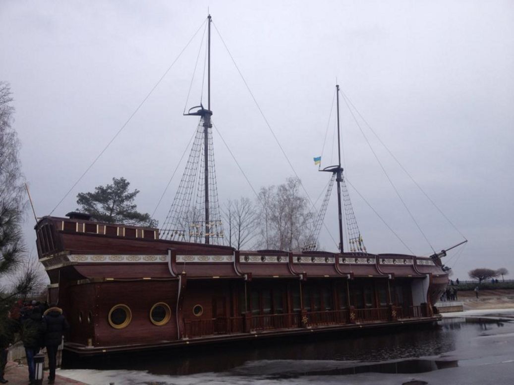A CNN crew toured the grounds on Sunday, February 23 and took these images around the residence. Here, a galleon-style ship that was used for parties is docked at a marina near the house.