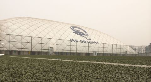 The ISB's new "smog dome" functions as a sports center for students.