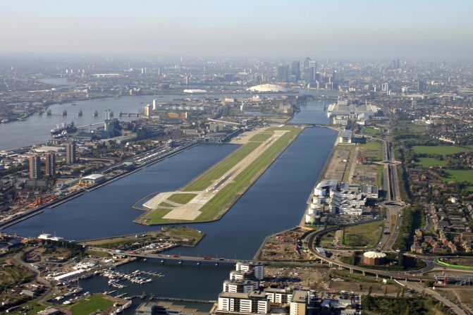 Views of Westminster, the London Eye, Tower Bridge, and St. Pauls are possible as you approach this single-runway airport by the Thames.
