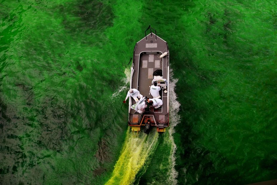Every year since 1961, the downtown section of the Chicago River has been dyed green to celebrate St. Patrick's Day.  