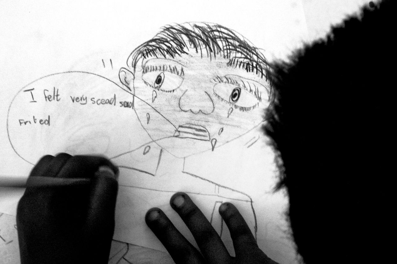 A child's drawing at a center for abused children in Johannesburg, South Africa.