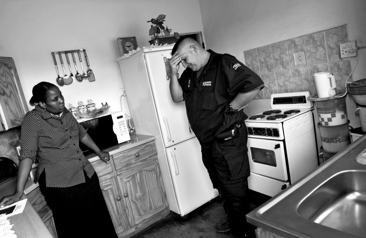 Johannesburg police officer Inspector 'Stroppie' Grobbelaar speaks with the aunt and adoptive mother of a missing six-year-old girl. He stopped by her house every day with an update. The girl was never found, Furrer told CNN's Christiane Amanpour.