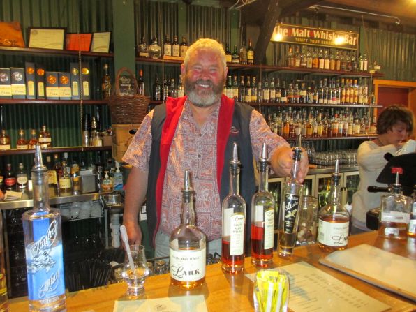 At Lark Distillery in Hobart, tour manager Mark Nicholson says the secret to good whiskey comes from the human palate, not a computer running a machine.