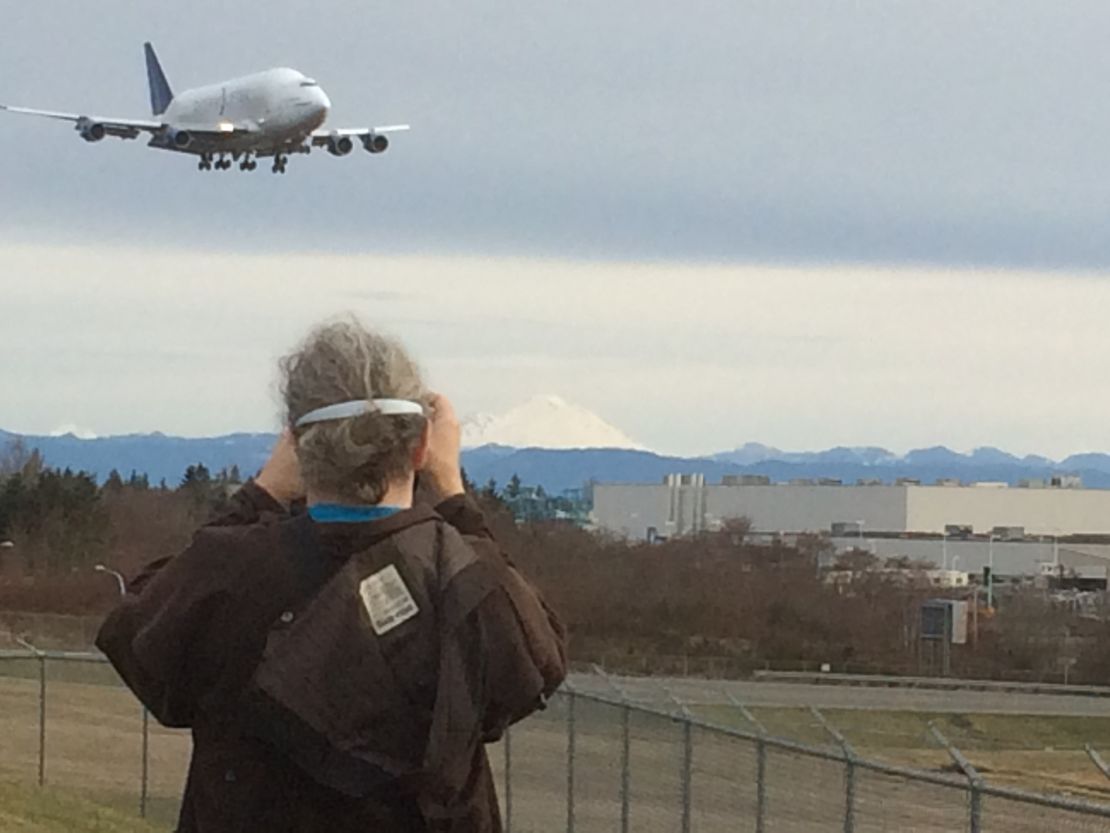  "We're gonna be late for breakfast," says Steve Dillo as he photographs Boeing's Dreamlifter. "But this is worth it."