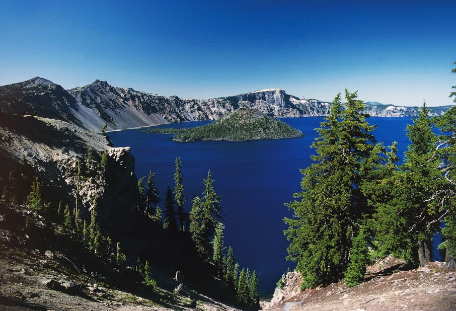 <strong>Deepest lake in the U.S.:</strong> Crater Lake, Oregon. The dazzling body of water is nearly 2,000 feet deep.