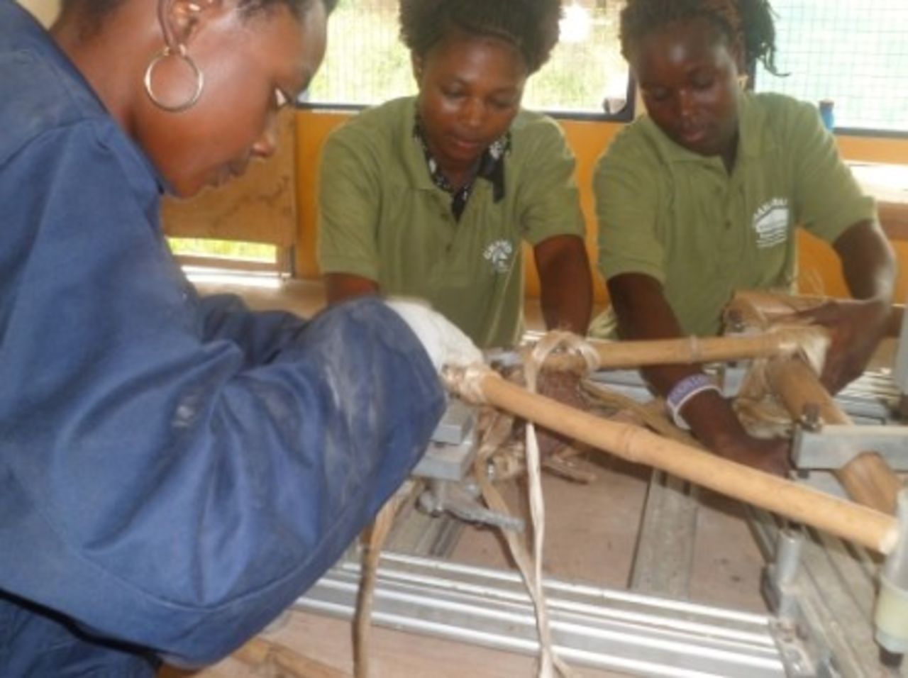 Manufacturing the bamboo frame. - (Ghana Bamboo Bikes Initiative)