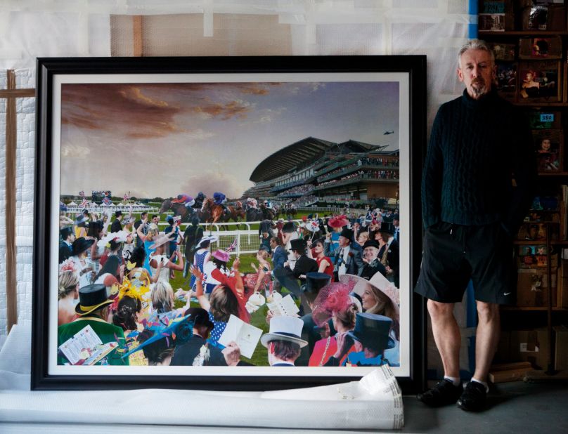 David Mach has brought to life the magic of British racecourse Royal Ascot over the past few decades in a colorful collage made up of 200 photographs.