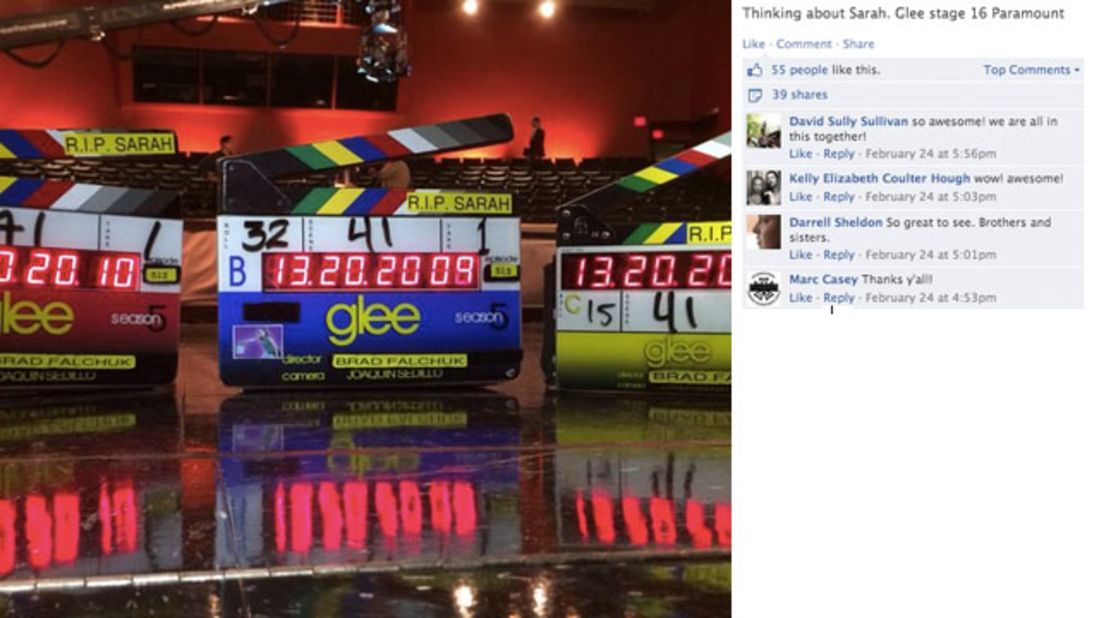 Crew members from the TV show "Glee" shared messages of "RIP Sarah Jones."