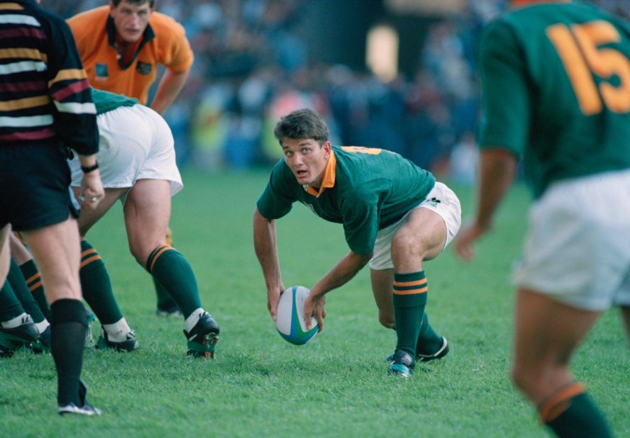 In 1995 Van der Westhuizen was part of the South Africa team which went down in sport history. The Springboks, led by captain Francois Pienaar, won the 1995 rugby World Cup final on home soil and were presented with the trophy by late president Nelson Mandela. It was a defining moment for the emerging, post-apartheid South Africa. The team's World Cup win was the inspiration for the movie "Invictus", starring Matt Damon as Pienaar and Morgan Freeman as Mandela.