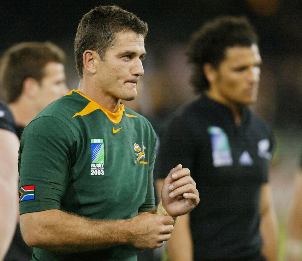 Van der Westhuizen played his final Test match for South Africa against New Zealand, in a quarterfinal defeat at the 2003 World Cup. At the time of his retirement, Van der Westhuizen was the most-capped player in Springboks history.