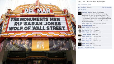 The Del Mar Theater in Santa Cruz, California, changed its marquee in honor of Jones.