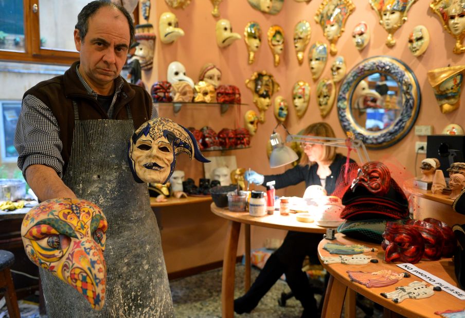Traditional Venetian masks are made by hand. Artisans first create a paper mache base, and then they apply paint, lace, feathers and jewels. Increasingly masks are not merely sold for masquerades, but also for weddings, corporate parties, fashion shows, and other social events. 