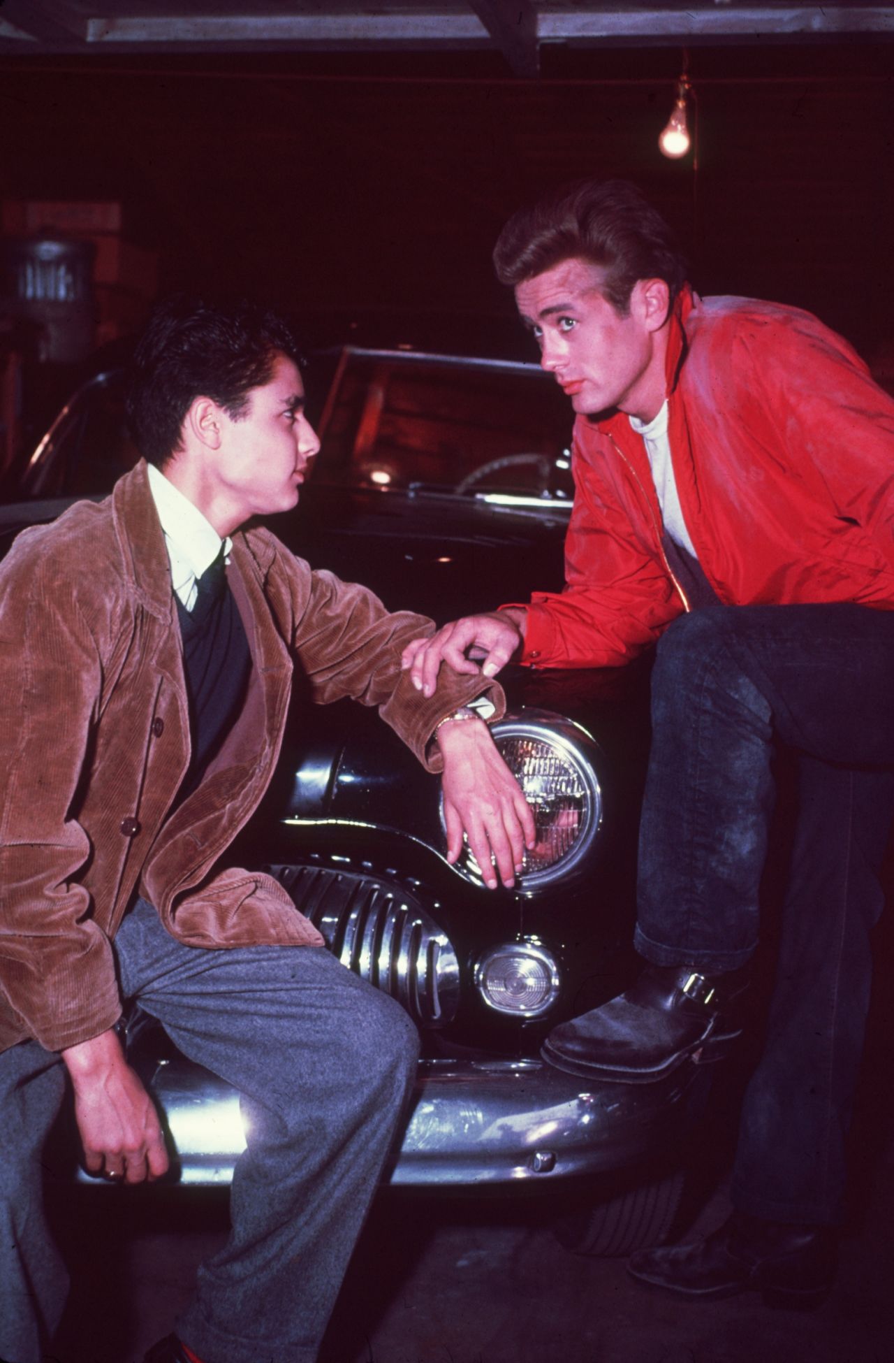 <strong>"Rebel Without a Cause" (1955)</strong>: Sal Mineo, left, and James Dean appear in a scene from the film about a rebellious youth who moves to a new area and breaks the rules. The movie was released after Dean's death in a car crash.  