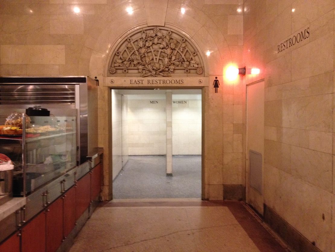This is the entrance to the downstairs public bathrooms at Grand Central. They're perfectly adequate, but with a slight odor of asparagus.