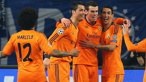 Real Madrid's dream team? Cristiano Ronaldo and Gareth Bale (both center) celebrate success in Germany.